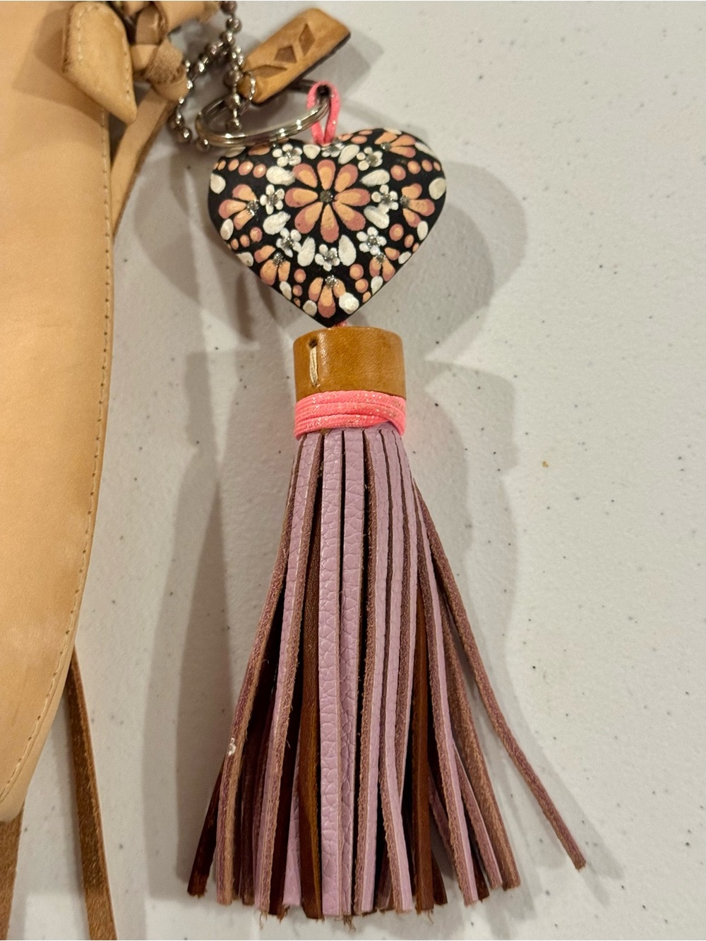 Consuela Beige Leather Crossbody with Multicolor Medallion - Picture 7 of 8